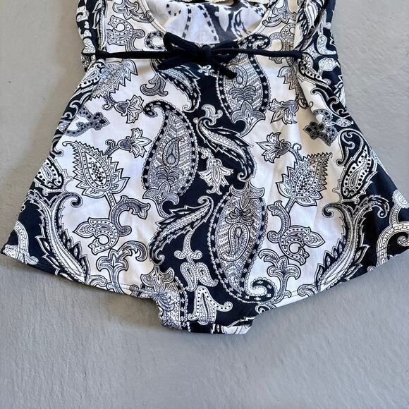 Vintage One Piece Swimsuit Paisley Black and White Jantzen Waist Tie Size S/M - Picture 9 of 14